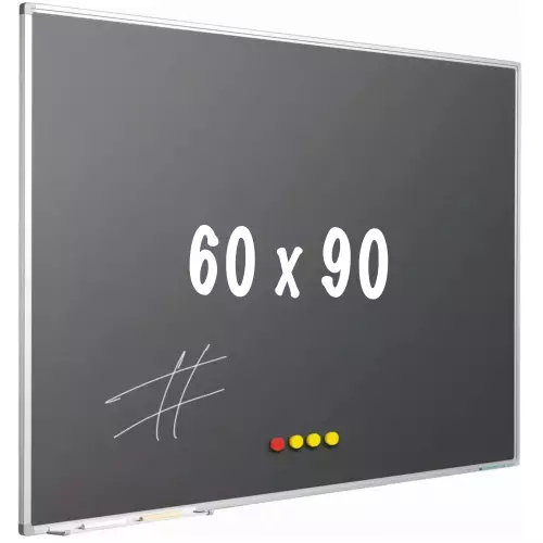 WhiteboardMatch Chalkboard PRO - Magnetic - Schoolboard - Easy assembly - Enamel steel - Grey - 60x90cm (50830)