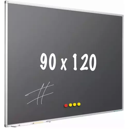 WhiteboardMatch Chalkboard PRO - Magnetic - Schoolboard - Easy assembly - Enamel steel - Grey - 90x120cm (50831)