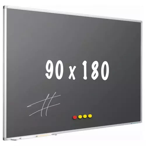 WhiteboardMatch Chalkboard PRO - Magnetic - Schoolboard - Easy assembly - Enamel steel - Grey - 90x180cm (50832)