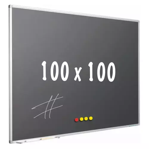 WhiteboardMatch Chalkboard PRO - Magnetic - Schoolboard - Easy assembly - Enamel steel - Grey - 100x100cm (50833)