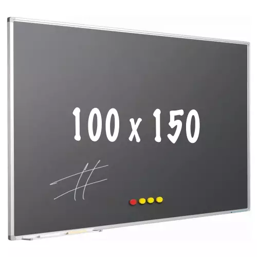 WhiteboardMatch Chalkboard PRO - Magnetic - Schoolboard - Easy assembly - Enamel steel - Grey - 100x150cm (50834)