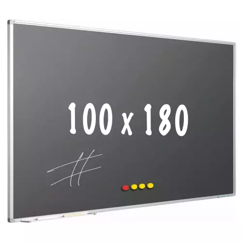 WhiteboardMatch Chalkboard PRO - Magnetic - Schoolboard - Easy assembly - Enamel steel - Grey - 100x180cm (50835)