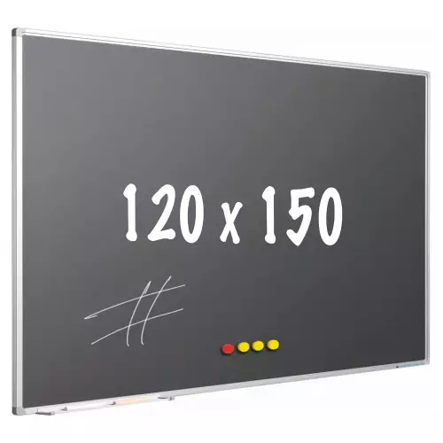 WhiteboardMatch Chalkboard PRO - Magnetic - Schoolboard - Easy assembly - Enamel steel - Grey - 120x150cm (50837)