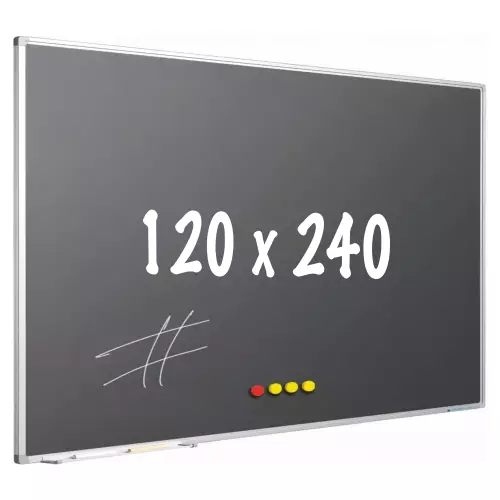 WhiteboardMatch Chalkboard PRO - Magnetic - Schoolboard - Easy assembly - Enamel steel - Grey - 120x240cm (50839)