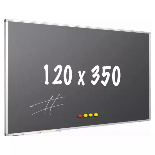 WhiteboardMatch Chalkboard PRO - Magnetic - Schoolboard - Easy assembly - Enamel steel - Grey - 120x350cm (50840)