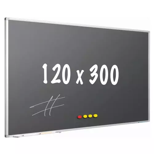 WhiteboardMatch Chalkboard PRO - Magnetic - Schoolboard - Easy assembly - Enamel steel - Grey - 120x300cm (50841)