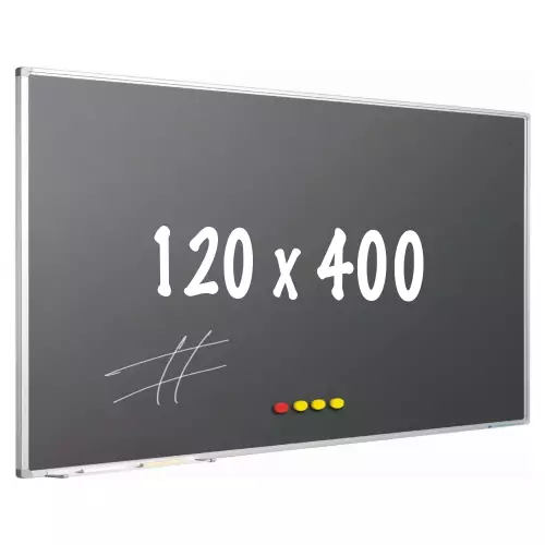 WhiteboardMatch Chalkboard PRO - Magnetic - Schoolboard - Easy assembly - Enamel steel - Grey - 120x400cm (50842)