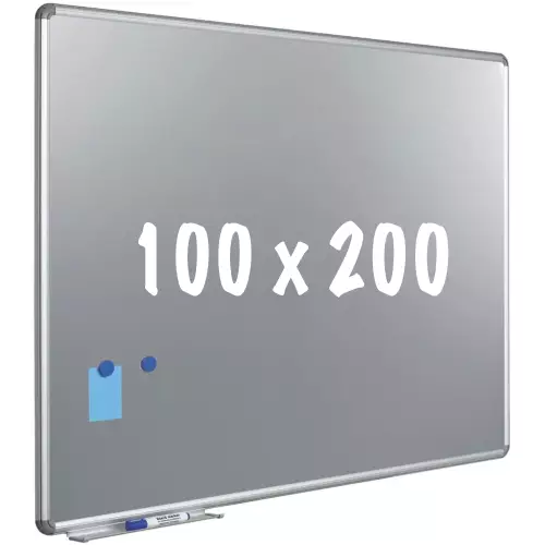 WhiteboardMatch Silverboard deluxe design profile - Magnetic - Metallic silver - 100x200cm (50860)