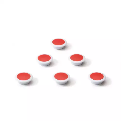 WhiteboardMatch Glass board magnets red, extra strong, 6 pieces (50948)